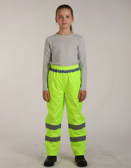 Pantalon De Pluie Jaune Fluo Imperméable Réfléchissant Enfant - Polyester