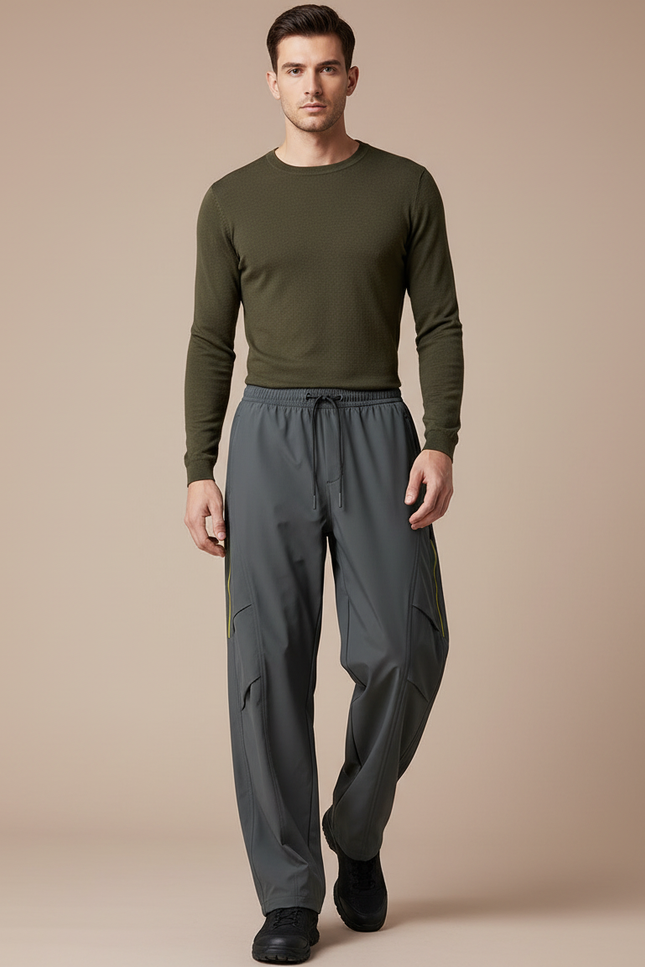Pantalon De Pluie Gris Cargo Imperméable Décontracté Homme - Polyester