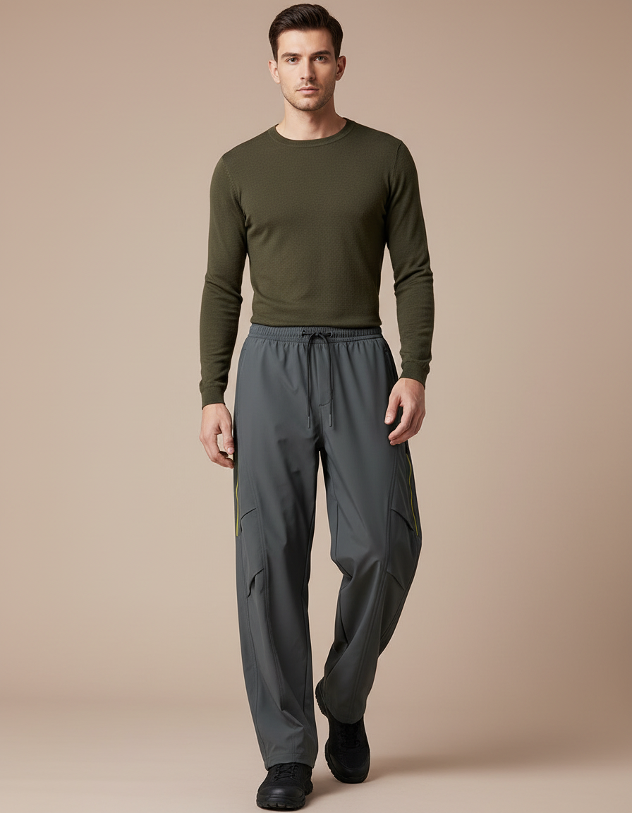 Pantalon De Pluie Gris Cargo Imperméable Décontracté Homme - Polyester