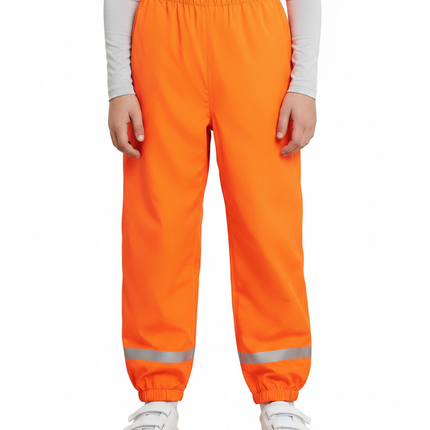 Pantalon De Pluie Orange Réfléchissant Élastiqué Imperméable Enfant - Polyester