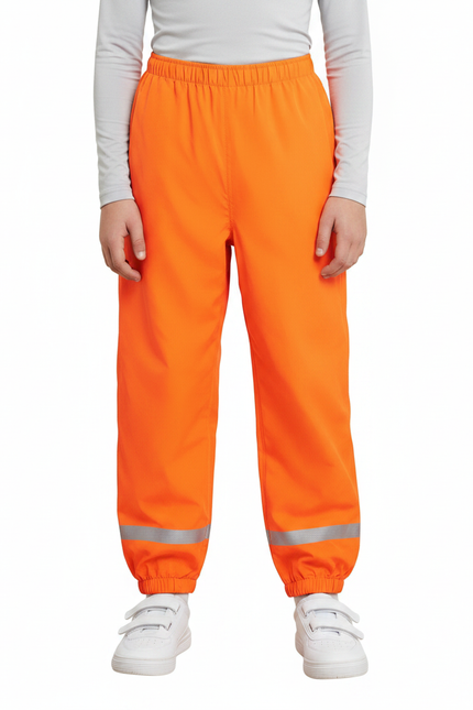 Pantalon De Pluie Orange Réfléchissant Élastiqué Imperméable Enfant - Polyester