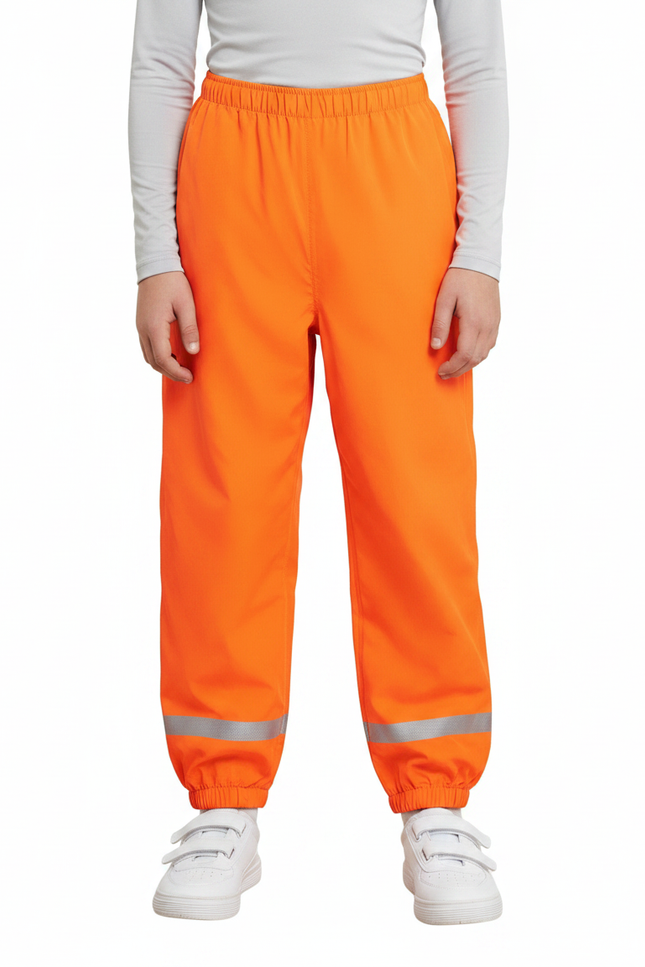 Pantalon De Pluie Orange Réfléchissant Élastiqué Imperméable Enfant - Polyester