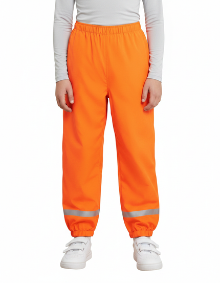 Pantalon De Pluie Orange Réfléchissant Élastiqué Imperméable Enfant - Polyester