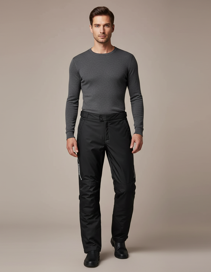 Pantalon De Pluie Noir Imperméable Homme Motard Renforcé - Polyester