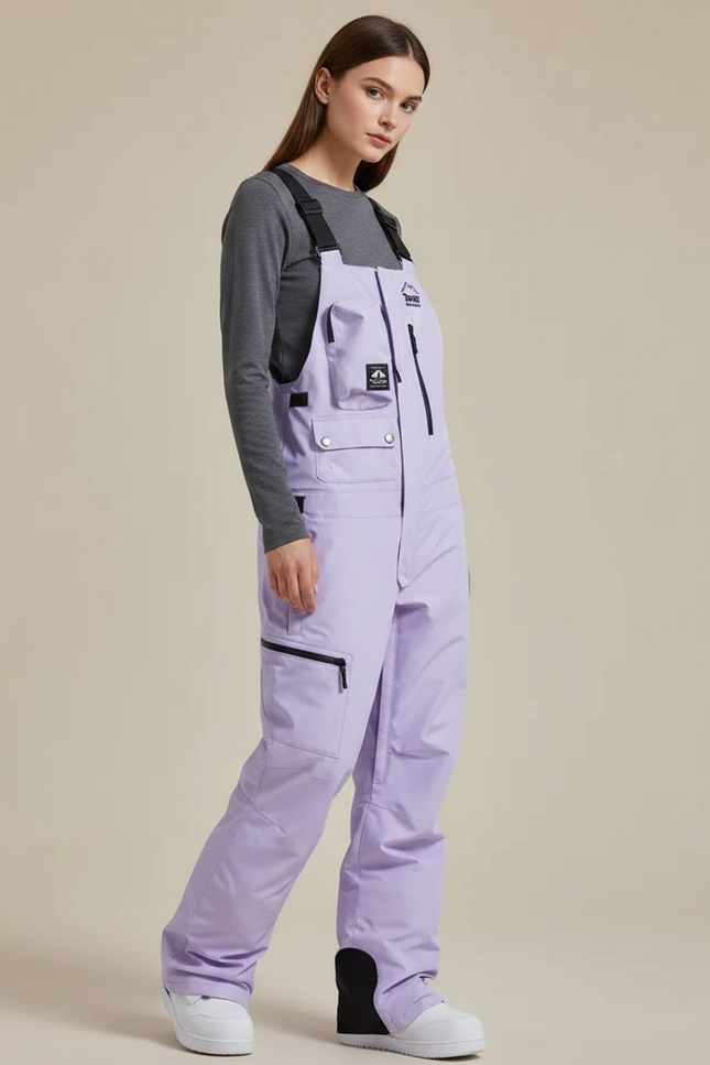Pantalon De Pluie Lilas Bretelles Imperméable Ski Femme - Violet Polyester