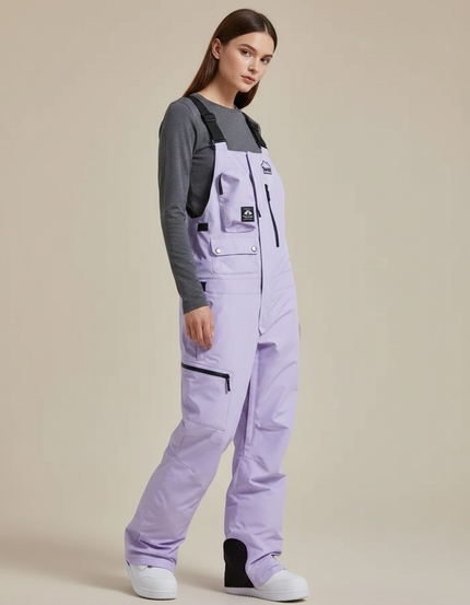 Pantalon De Pluie Lilas Bretelles Imperméable Ski Femme - Violet Polyester