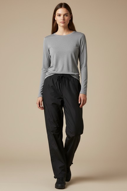 Pantalon De Pluie Noir Ample Nylon Imperméable Femme - Polyester