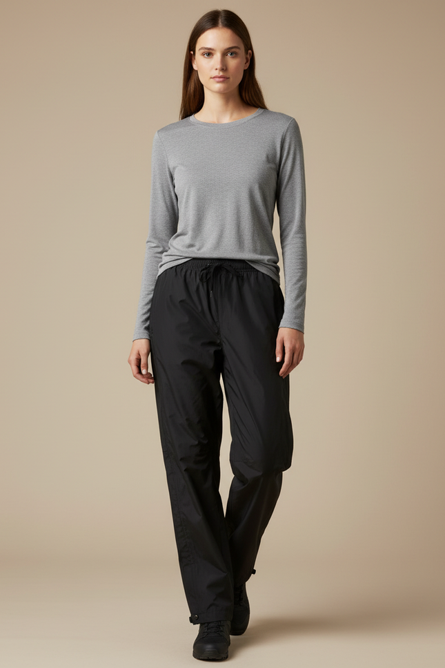 Pantalon De Pluie Noir Ample Nylon Imperméable Femme - Polyester