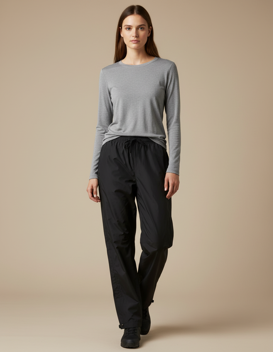 Pantalon De Pluie Noir Ample Nylon Imperméable Femme - Polyester