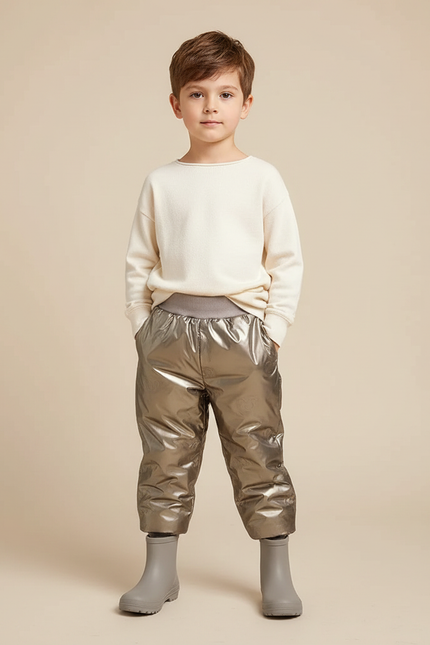 Pantalon De Pluie Brillant Imperméable Enfant Ample - Argenté Polyester