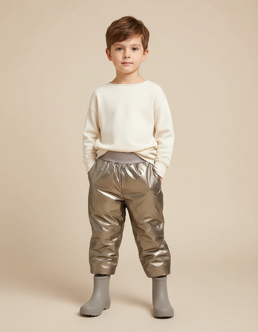 Pantalon De Pluie Brillant Imperméable Enfant Ample - Argenté Polyester