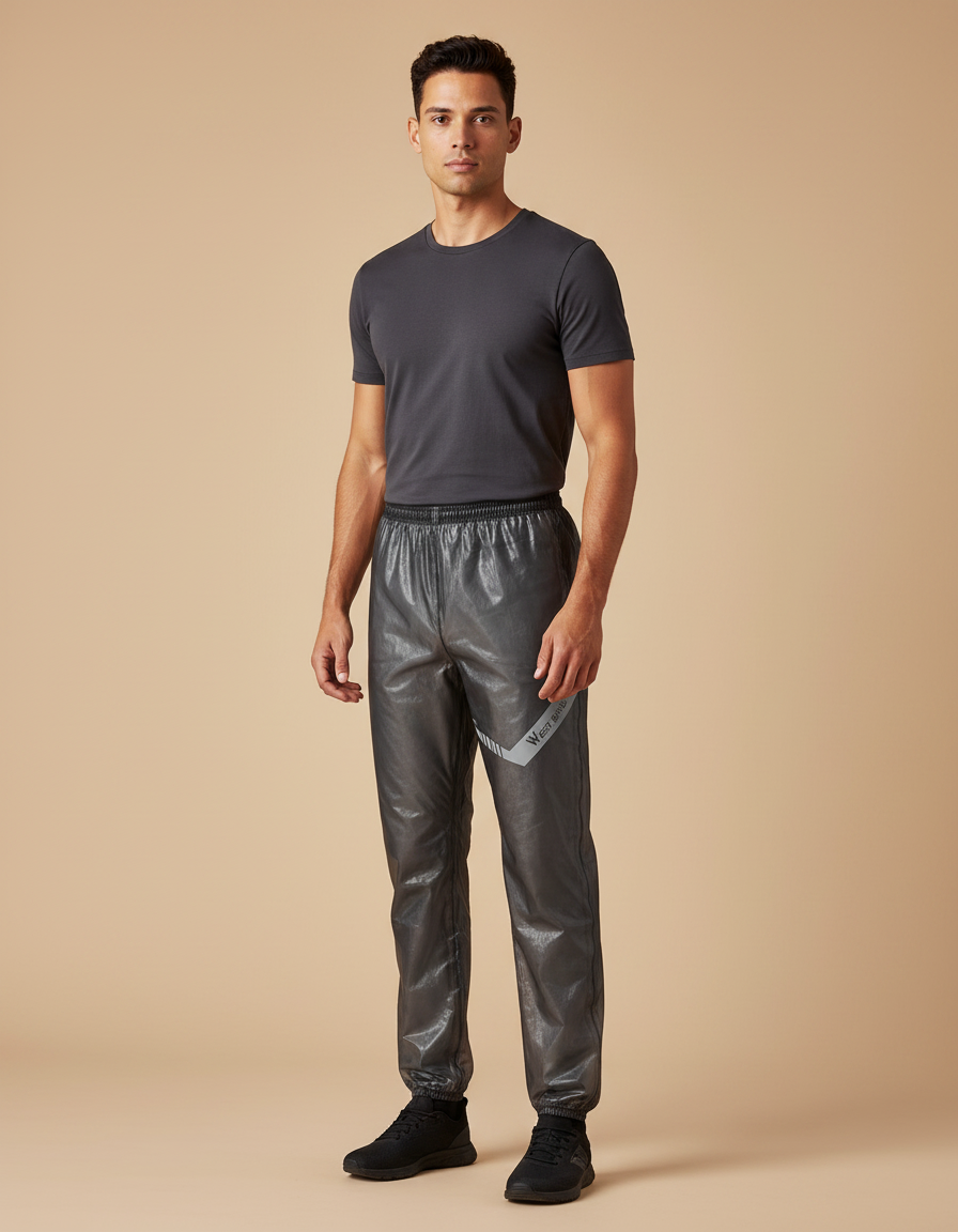 Pantalon De Pluie Gris Imperméable Réfléchissant Léger Homme - Polyester