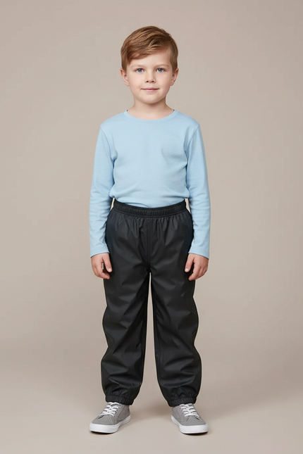 Pantalon De Pluie Noir Imperméable Enfant Élastiqué Unisexe - Polyester