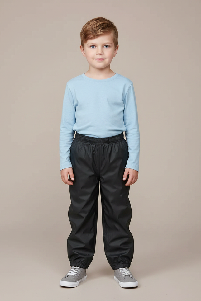 Pantalon De Pluie Noir Imperméable Enfant Élastiqué Unisexe - Polyester