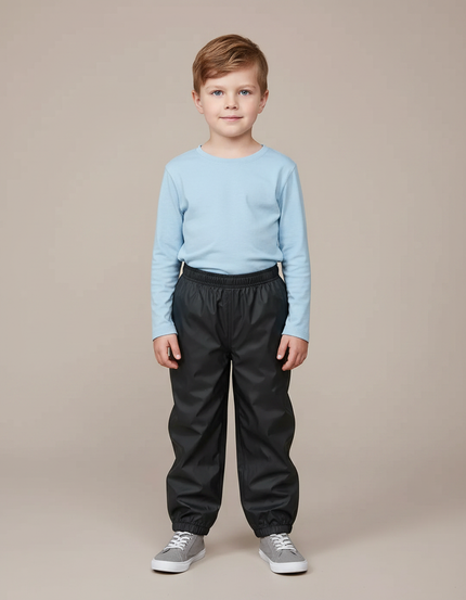 Pantalon De Pluie Noir Imperméable Enfant Élastiqué Unisexe - Polyester