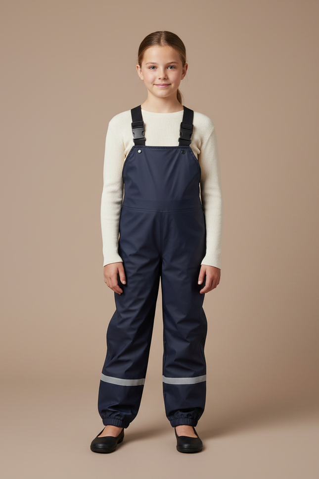 Pantalon De Pluie Marine Imperméable Salopette Réfléchissante Enfant - Polyester