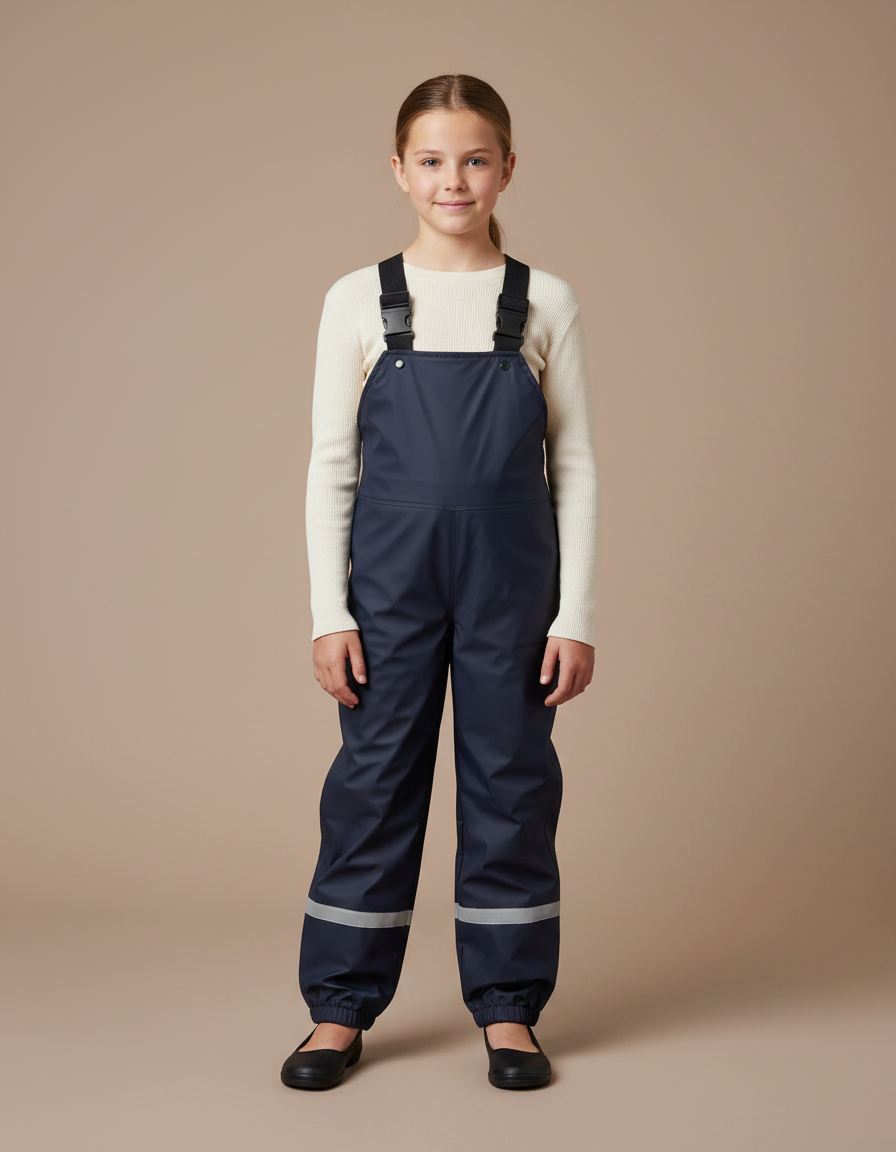 Pantalon De Pluie Marine Imperméable Salopette Réfléchissante Enfant - Polyester