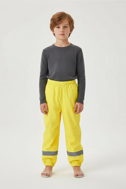 Pantalon De Pluie Jaune Réfléchissant Élastiqué Enfant Imperméable - Polyester