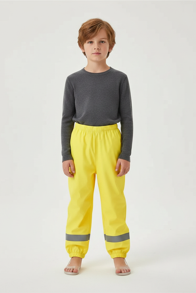 Pantalon De Pluie Jaune Réfléchissant Élastiqué Enfant Imperméable - Polyester