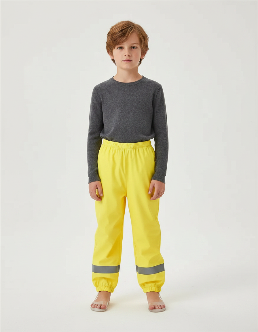 Pantalon De Pluie Jaune Réfléchissant Élastiqué Enfant Imperméable - Polyester