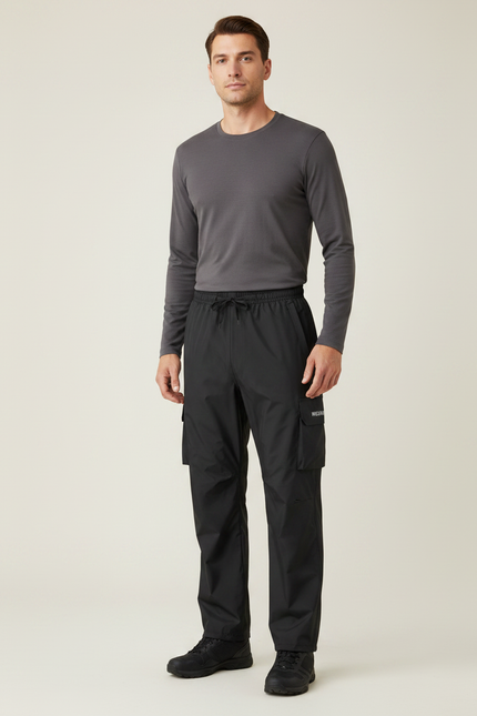 Pantalon De Pluie Noir Cargo Imperméable Sport Homme - Polyester