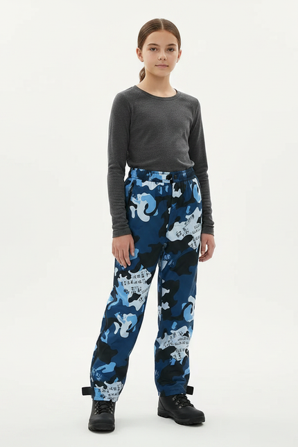 Pantalon De Pluie Camouflage Bleu Imprimé Enfant Ample - Polyester