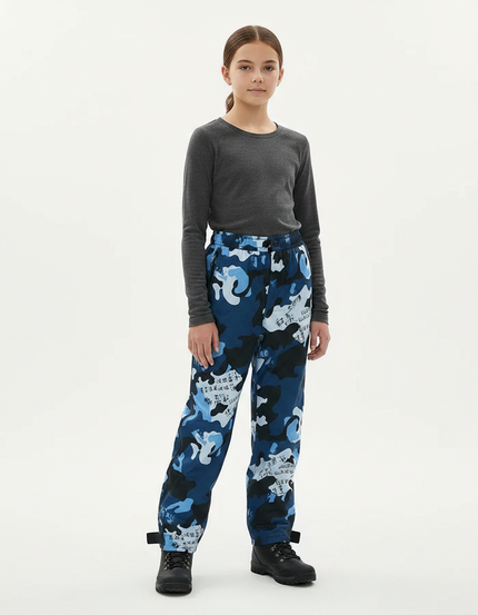 Pantalon De Pluie Camouflage Bleu Imprimé Enfant Ample - Polyester