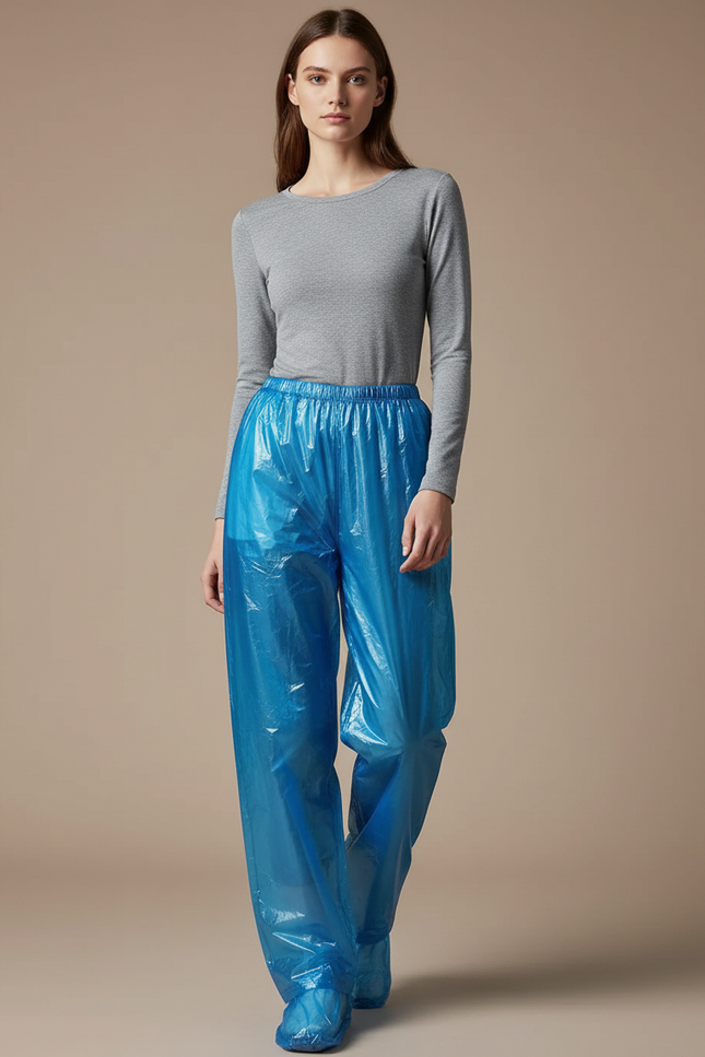 Pantalon Pluie Avec Surchaussures - Bleu Polyester