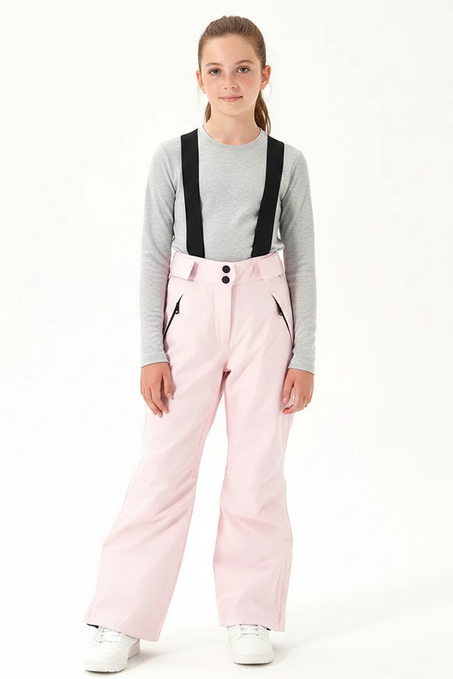 Pantalon De Pluie Rose Imperméable Bretelles Enfant Ski - Polyester