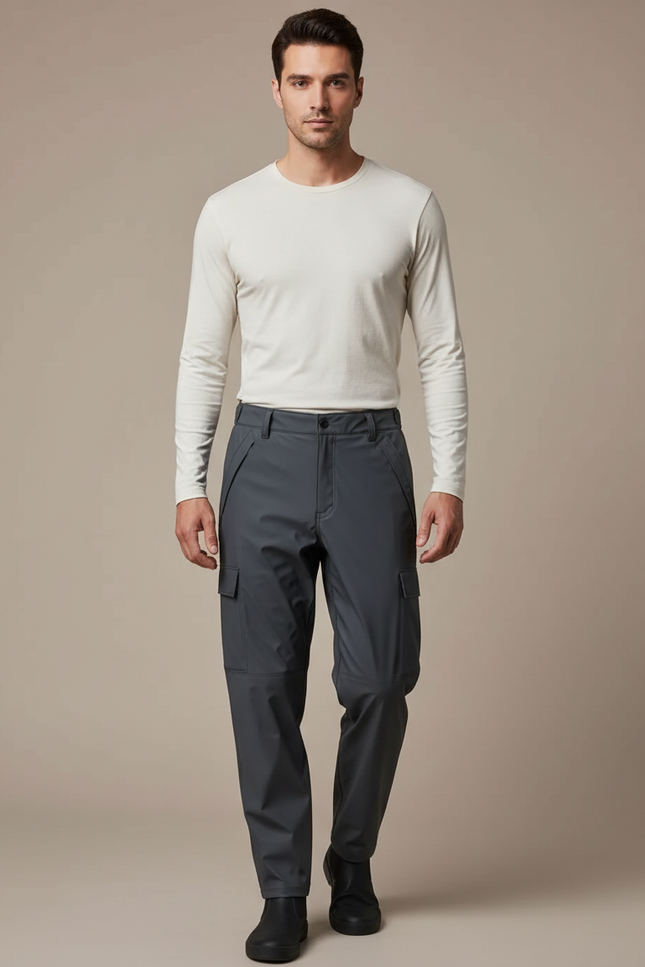 Pantalon De Pluie Gris Cargo Imperméable Unisexe Moderne - Polyester