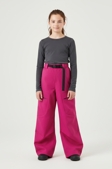 Pantalon De Pluie Fuchsia Ample Imperméable Enfant Ceinturé - Rose Polyester