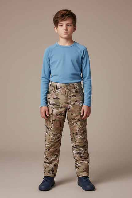 Pantalon De Pluie Camouflage Cargo Militaire Enfant - Multicolore Polyester