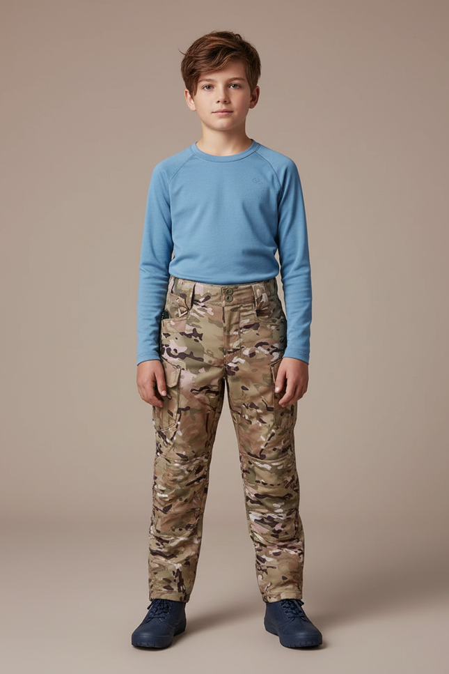 Pantalon De Pluie Camouflage Cargo Militaire Enfant - Multicolore Polyester