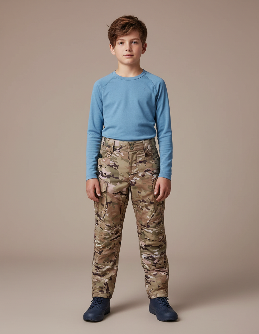 Pantalon De Pluie Camouflage Cargo Militaire Enfant - Multicolore Polyester
