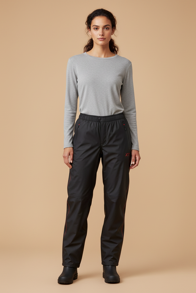 Pantalon De Pluie Noir Imperméable Sportif Femme - Polyester