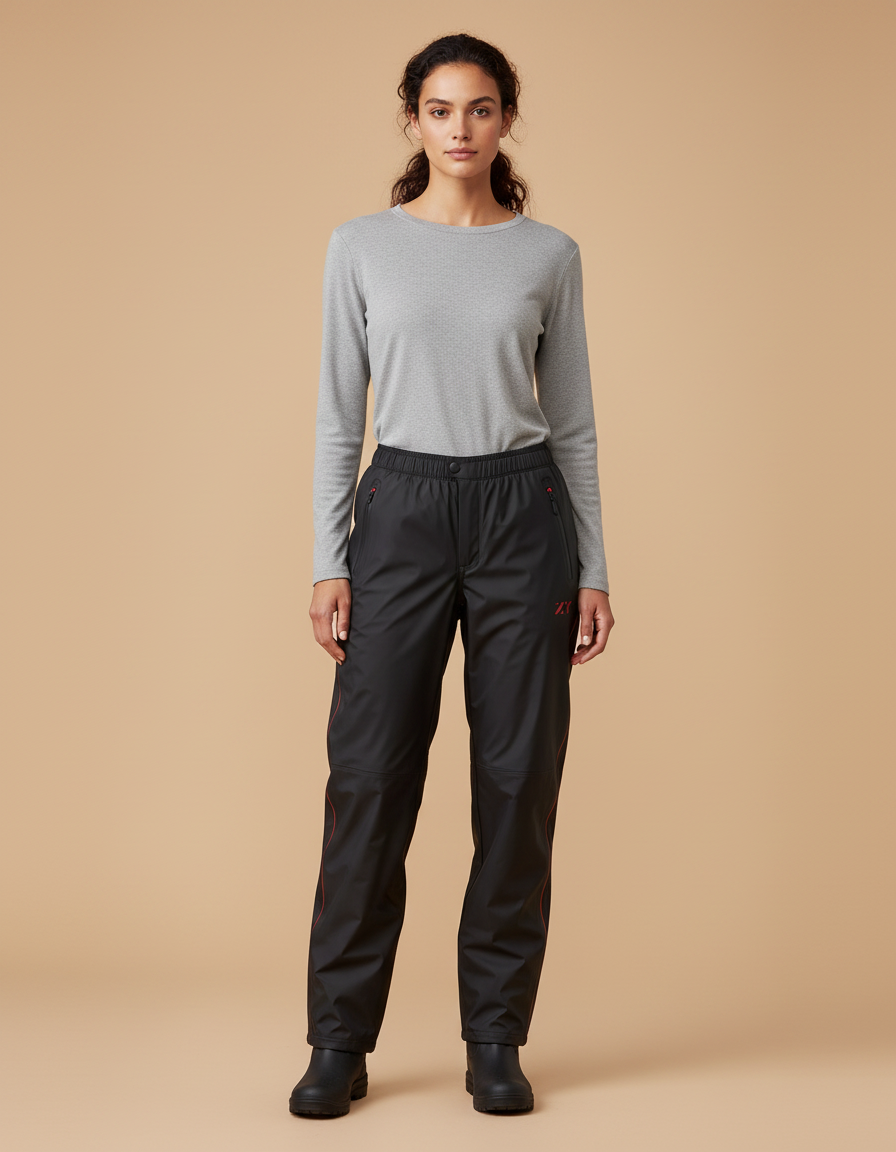 Pantalon De Pluie Noir Imperméable Sportif Femme - Polyester