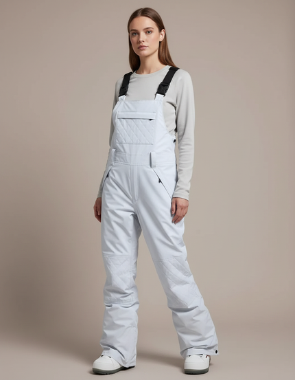 Pantalon De Pluie Gris Clair Bretelles Matelassé Imperméable Femme - Polyester
