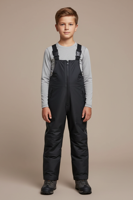 Pantalon De Pluie Noir Bretelles Imperméable Enfant Ski - Polyester