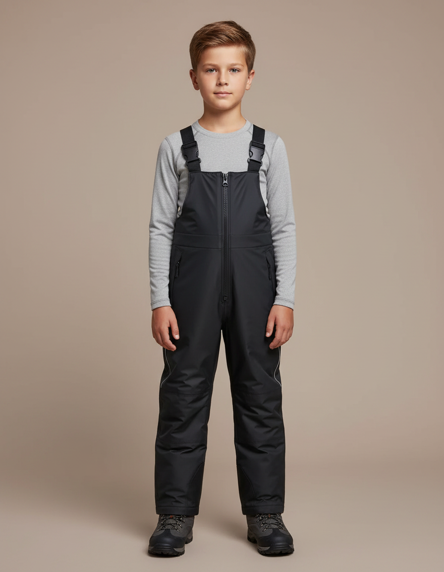 Pantalon De Pluie Noir Bretelles Imperméable Enfant Ski - Polyester