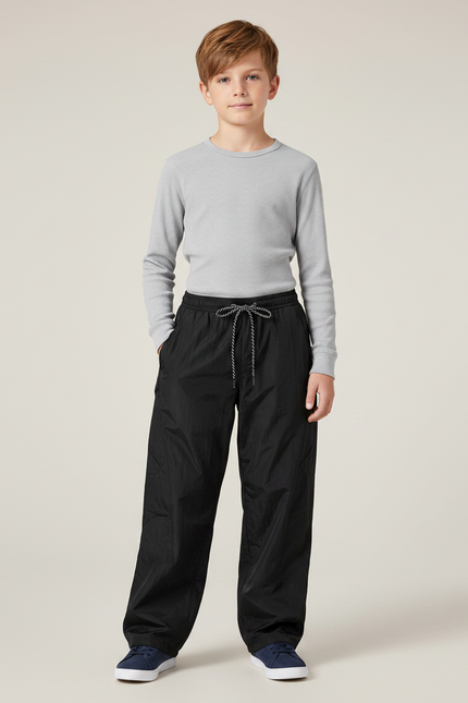 Pantalon De Pluie Noir Ample Cordon Enfant - Polyester