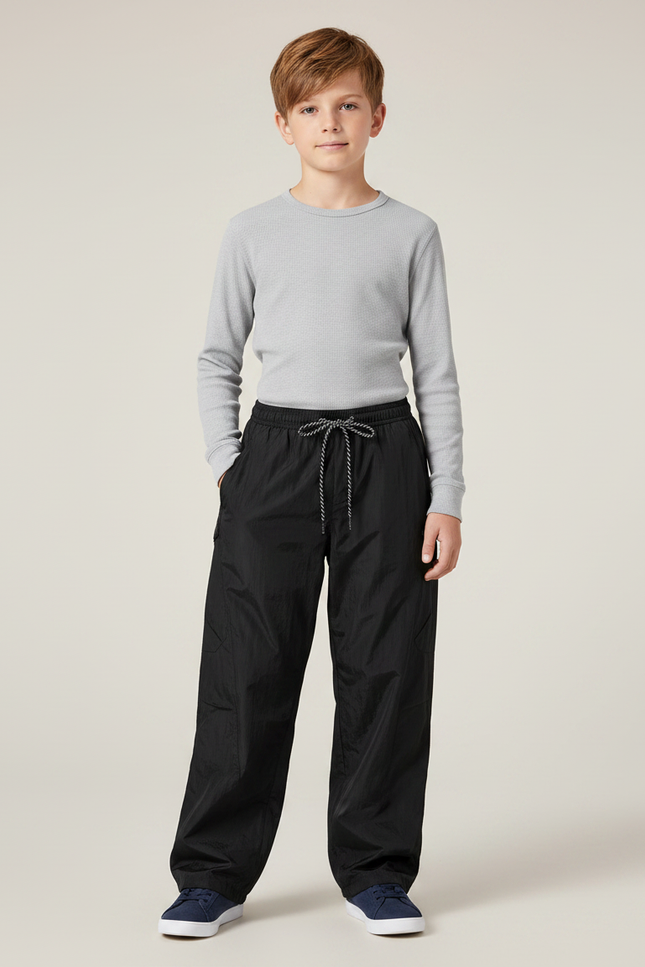 Pantalon De Pluie Noir Ample Cordon Enfant - Polyester