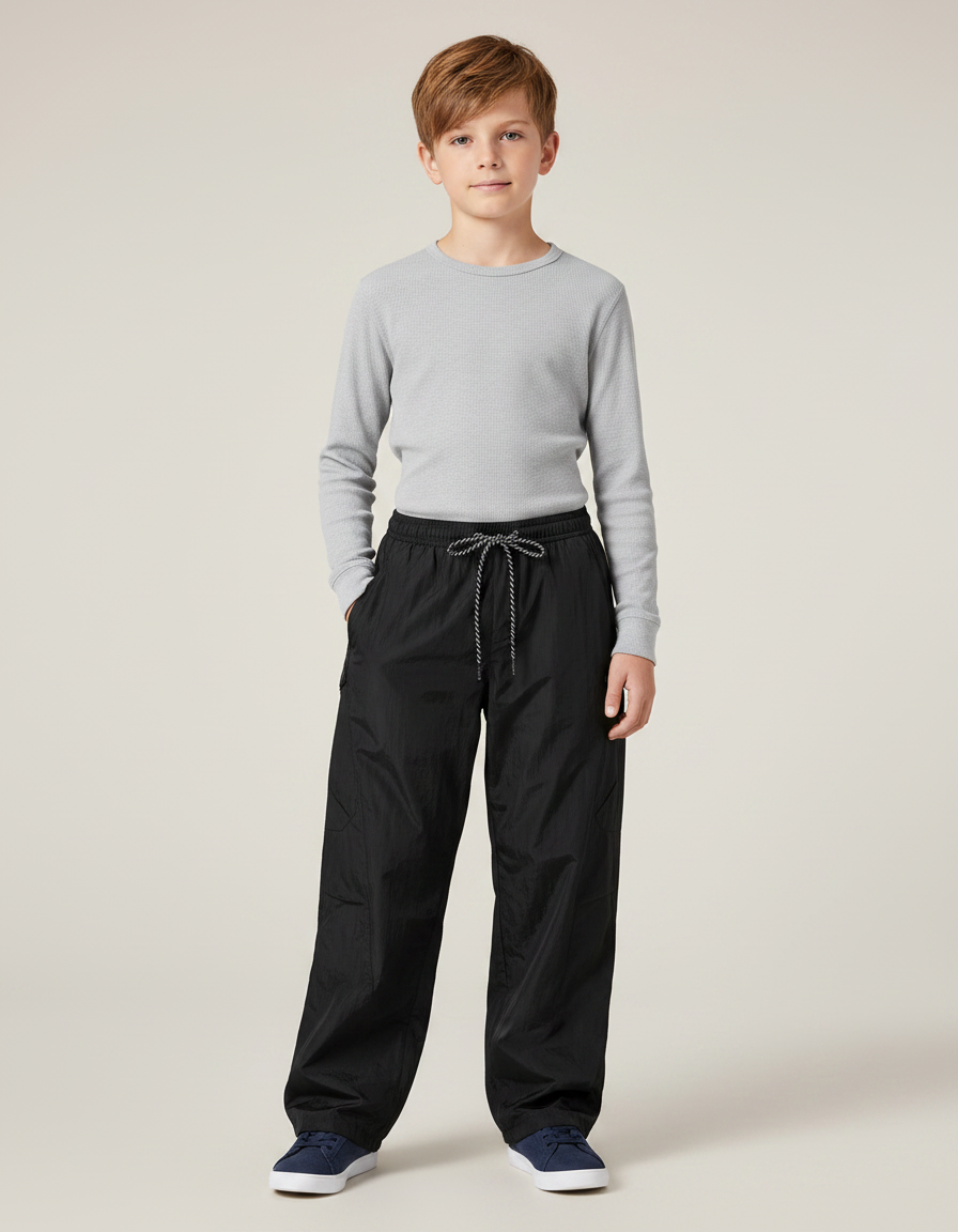 Pantalon De Pluie Noir Ample Cordon Enfant - Polyester
