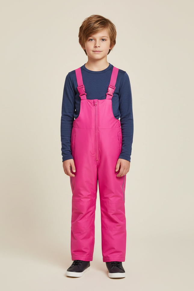 Pantalon De Pluie Rose Bretelles Imperméable Enfant Hiver Uni - Polyester
