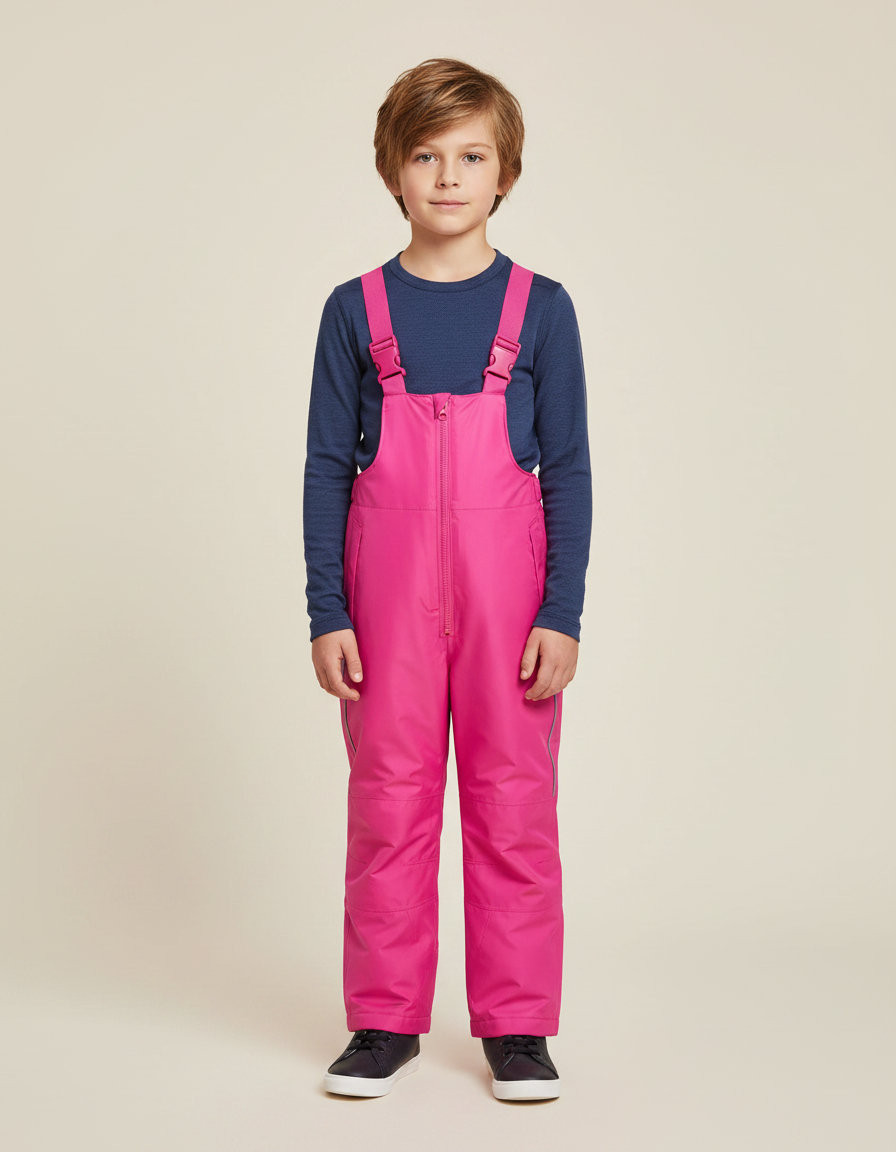 Pantalon De Pluie Rose Bretelles Imperméable Enfant Hiver Uni - Polyester