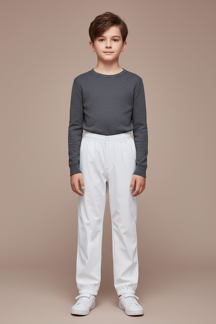 Pantalon De Pluie Blanc Enfant Imperméable Décontracté - Polyester