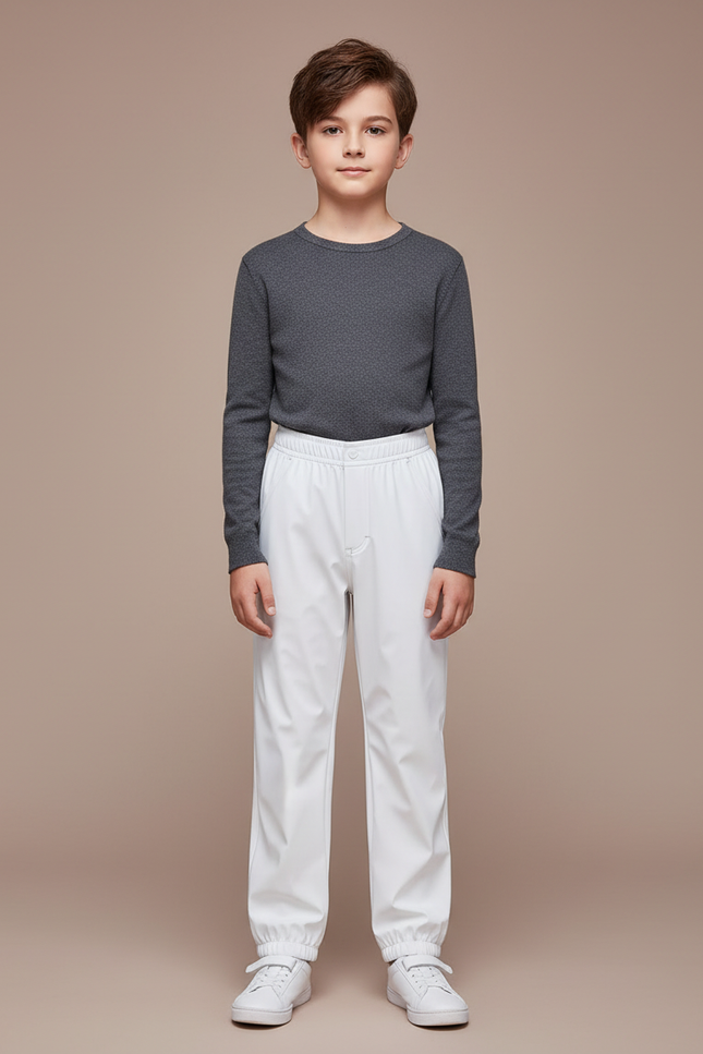 Pantalon De Pluie Blanc Enfant Imperméable Décontracté - Polyester