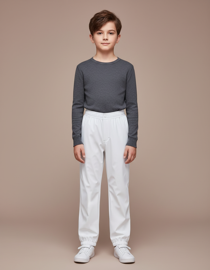Pantalon De Pluie Blanc Enfant Imperméable Décontracté - Polyester