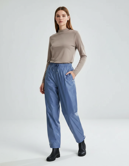 Pantalon De Pluie Bleu Imperméable Brillant Ample Femme - Polyester