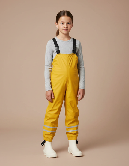 Pantalon De Pluie Jaune Imperméable Enfant Bretelles Réfléchissant - Polyester