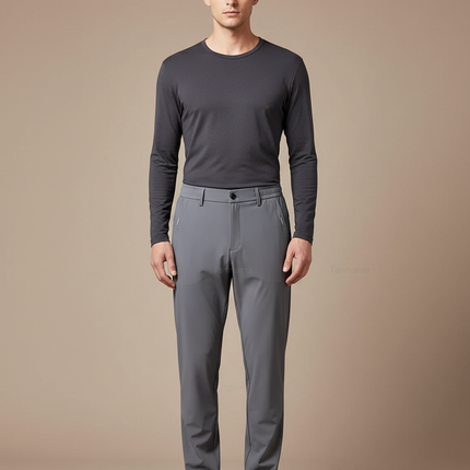Pantalon De Pluie Gris Homme Slim Élastique Séchage Rapide - Polyester